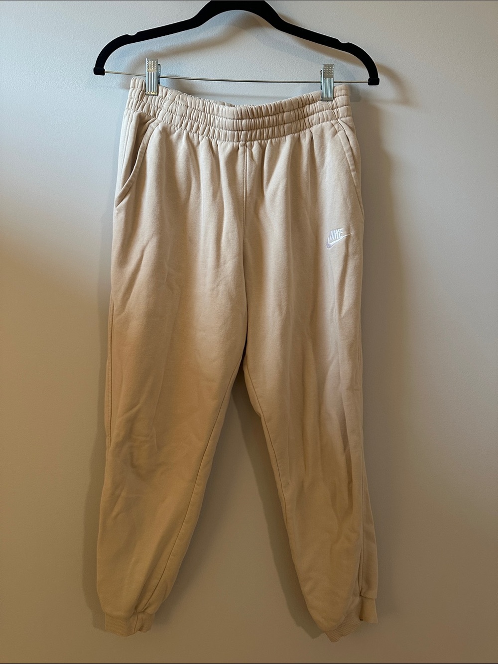 Nike Kids Cream Joggers with Embroidered Swoosh